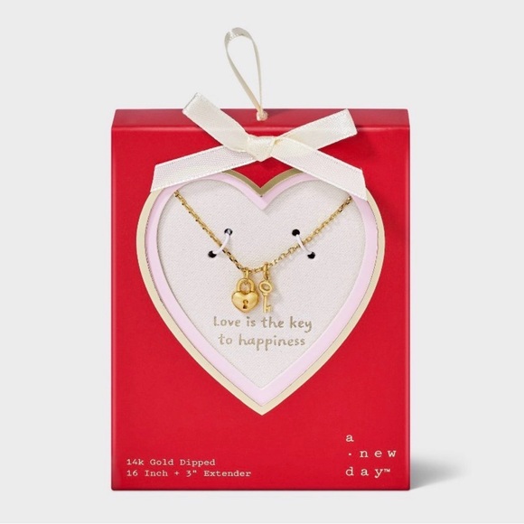 a new day Jewelry - A New Day 14K Gold Dipped Heart Lock & Key Pendant Necklace